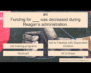 Funding for ___ was decreased during Reagan’s administration. Answer choices include: Job training programs, Aid to Families with Dependent Children, Medicaid, All of these