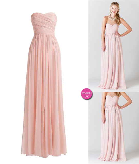 Chiffon Strapless Sweetheart Ruched Bodice Pleated Style Long Bridesmaid Dress