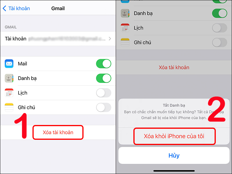 Xóa tài khoản Google khỏi iPhone