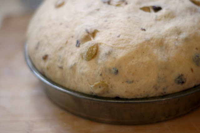 Irish Barmbrack dough ball after second rise