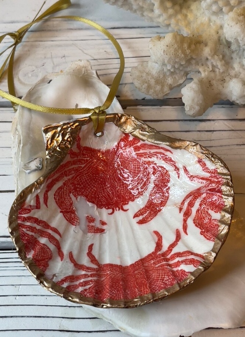 Decoupage Shell Ornament