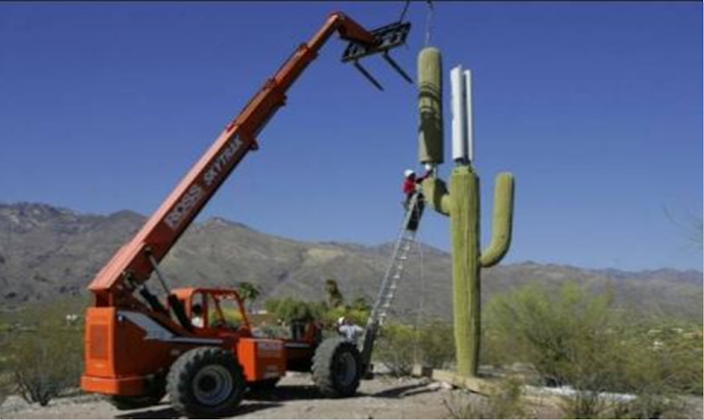 Implantando torres 5G disfarçadas de palmeiras e cactos gigantes