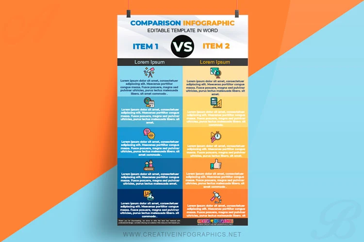 Comparison of two items infographic