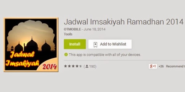 Aplikasi Jadwal Imsyakiyah Ramadhan 2014