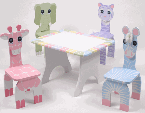 kids' tables pastel-jungle-set