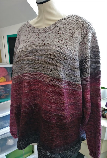 finished knitting my So Faded sweater with Knit Picks Hawthorne yarn