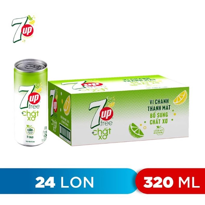 [ dovecaremon_shop ] Freeship_70K - Thùng 24 lon 7Up ít Calo bổ sung chất xơ Gaz 330ml