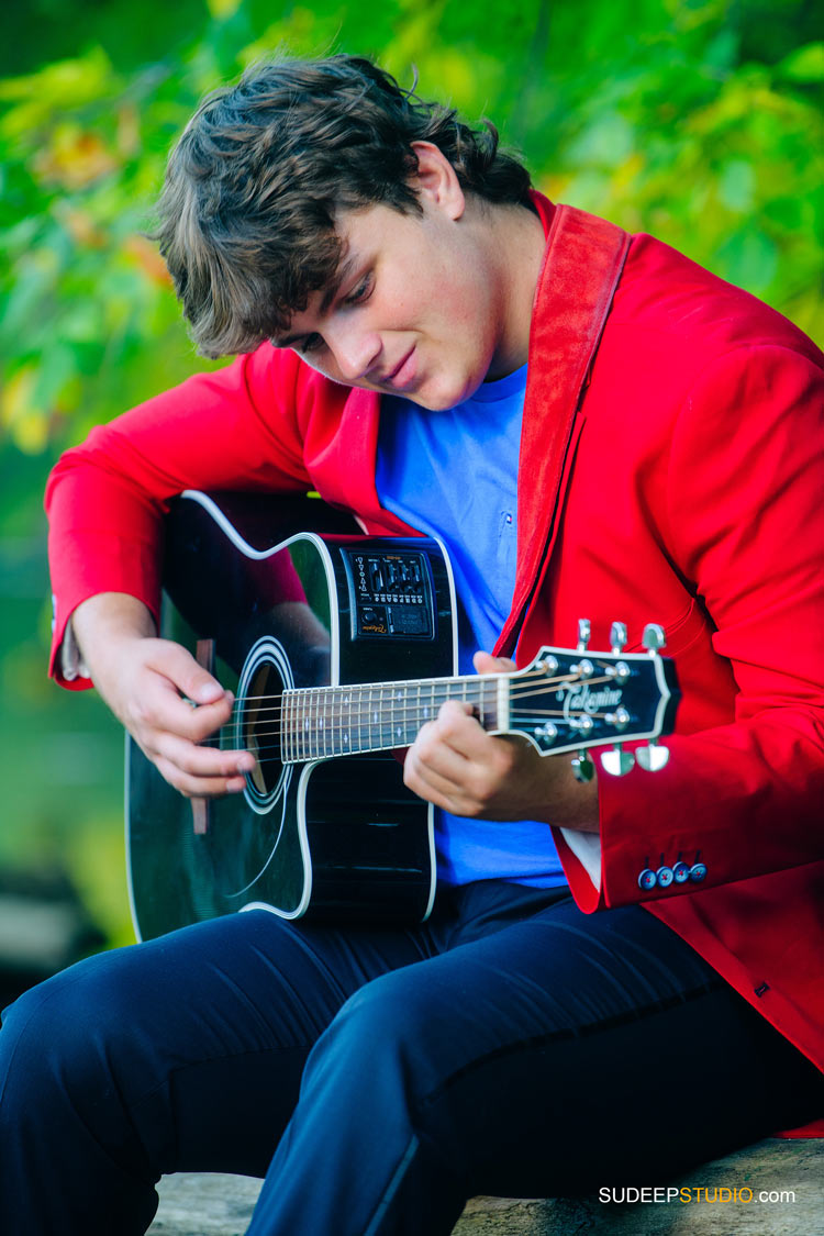 Ann Arbor Pioneer High School Senior Pictures with Music Instruments Guitar by SudeepStudio.com Ann Arbor Senior Portrait Photographer