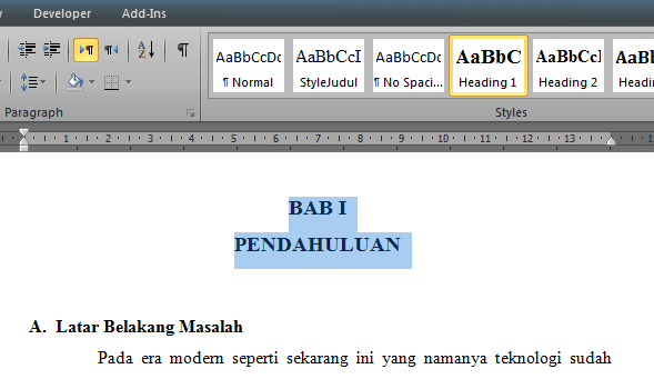 Cara Mudah dan Cepat Membuat Daftar Isi Dengan Microsoft Word