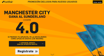 betfair Manchester City gana Sunderland boxing day supercuota 4 Premier League 26 diciembre