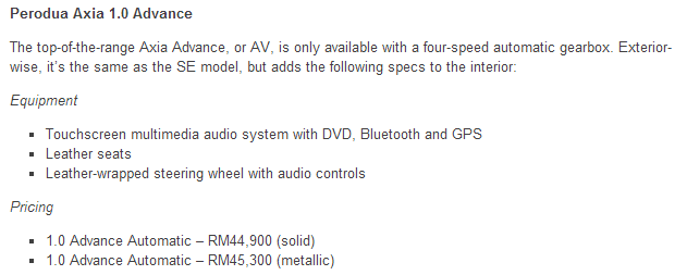 Harga dan spesifikasi Perodua Axia