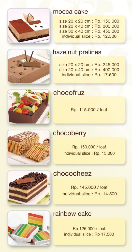 Daftar Harga Kue di DapurCokelat Com