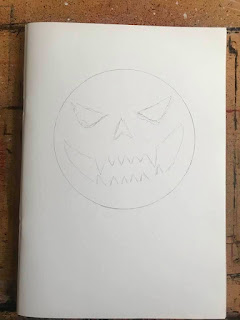 sketch draw ink and colour a halloween pumpkin