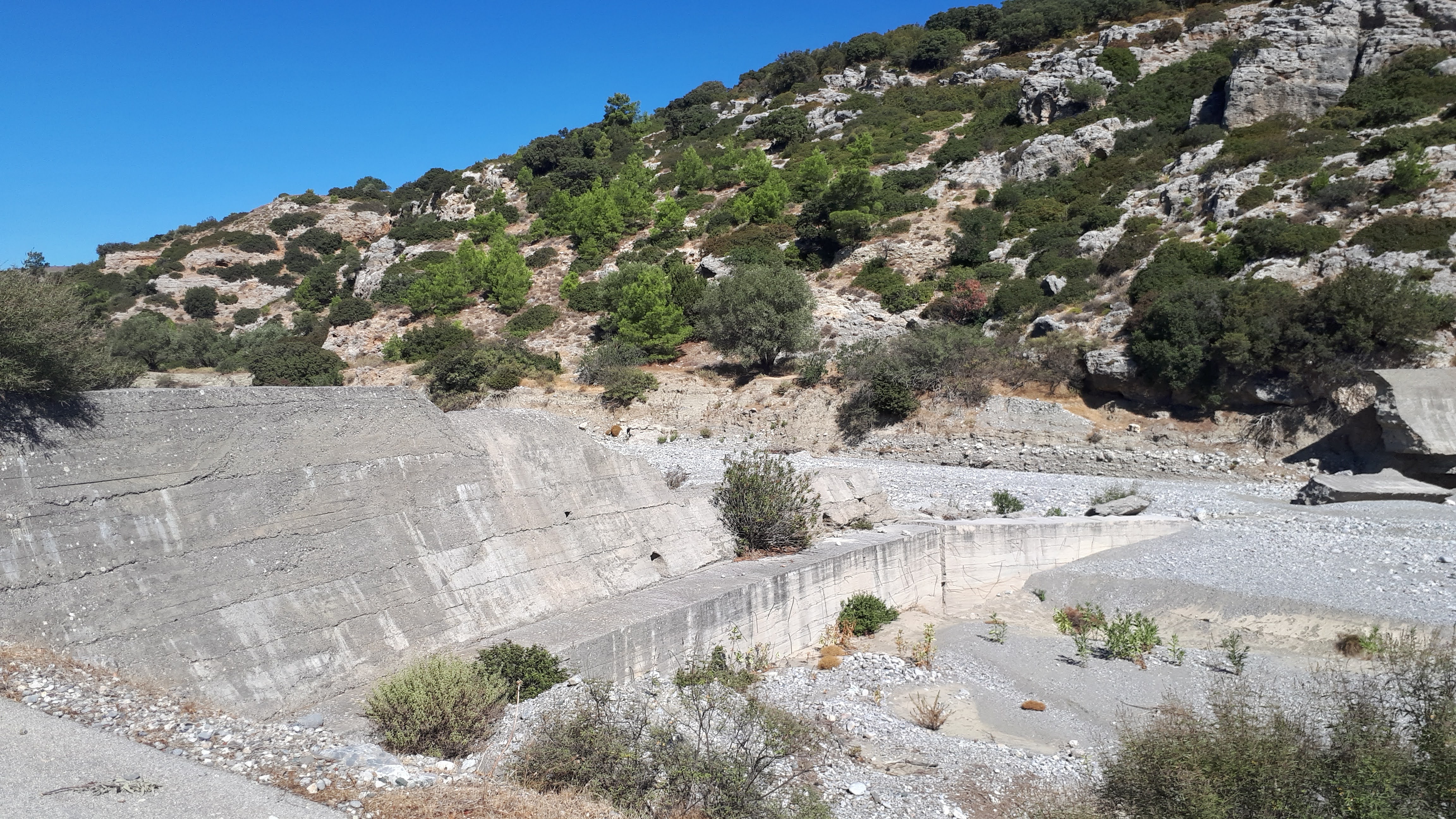 Broken river dam