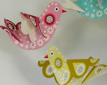 paper craft birds hanging