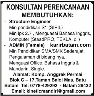 Lowongan Kerja Admin Januari 2018 (Loker Batam)