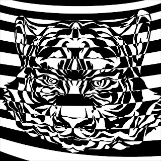 tiger face op art black and white