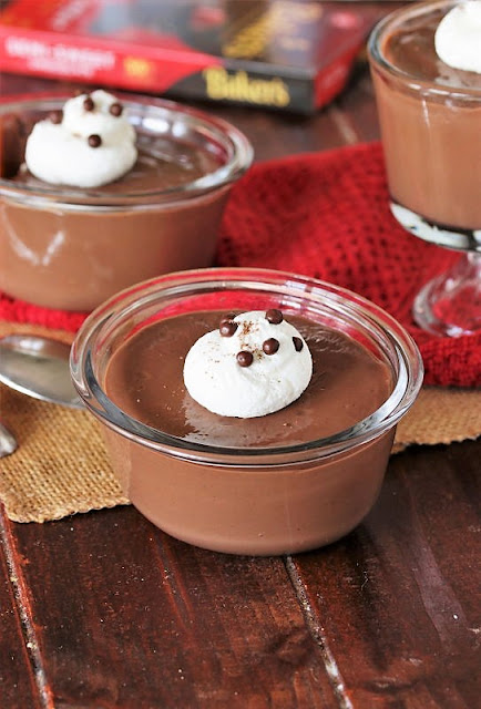 Bowl of Homemade Chocolate Pudding Topped with Whipped Cream Image