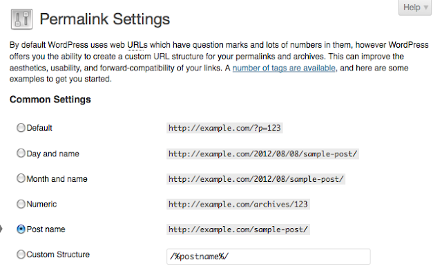 permalink settings in wordpress