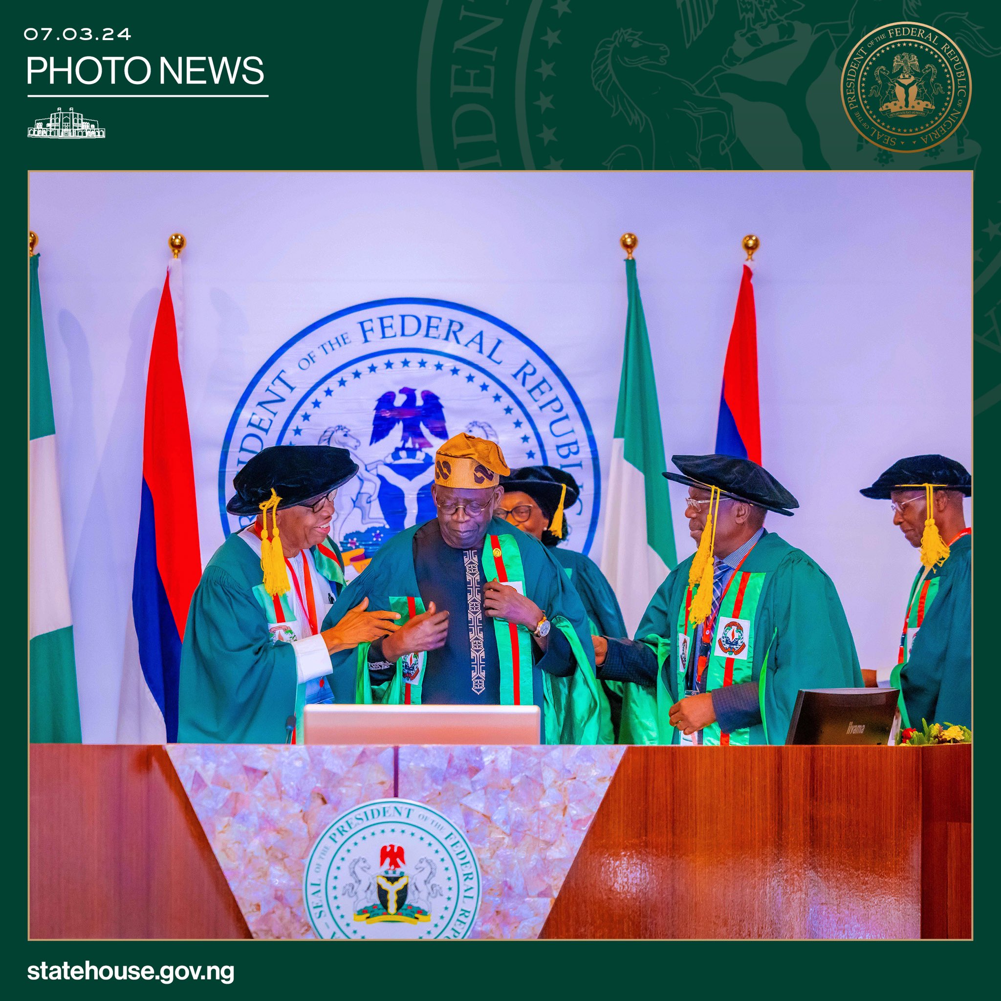 President Asiwaju Bola Ahmed Tinubu has been decorated as Grand Patron of the Nigerian Academy of Science in Abuja