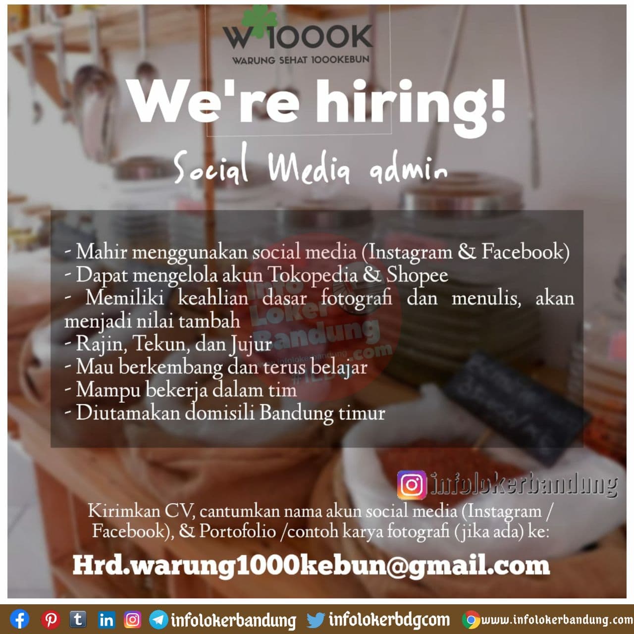 Lowongan Kerja Social Media Admin Warung 1000 Kebun Bandung Desember 2020