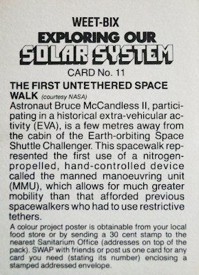 1984 Weet-Bix : Exploring Our Solar System #11 - The First Untethered Space Walk