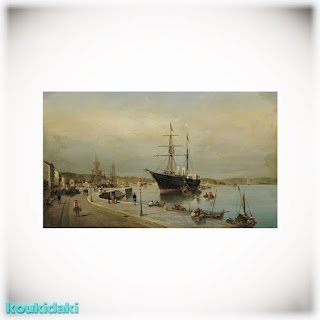 Πίνακας Κωνσταντίνου Βολανάκη (Το λιμάνι του Βόλου, λάδι σε καμβά)