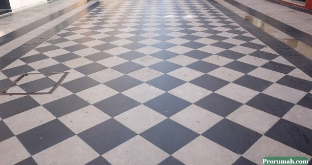 Lantai Linoleum motif papan catur