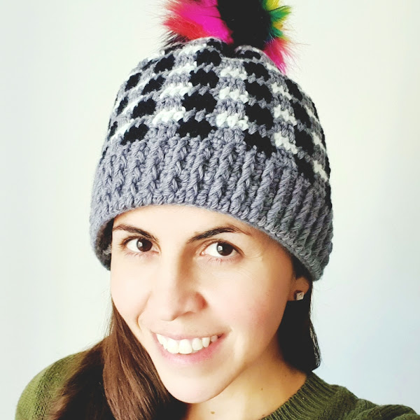 GORRO A CROCHET EFECTO TARTÁN