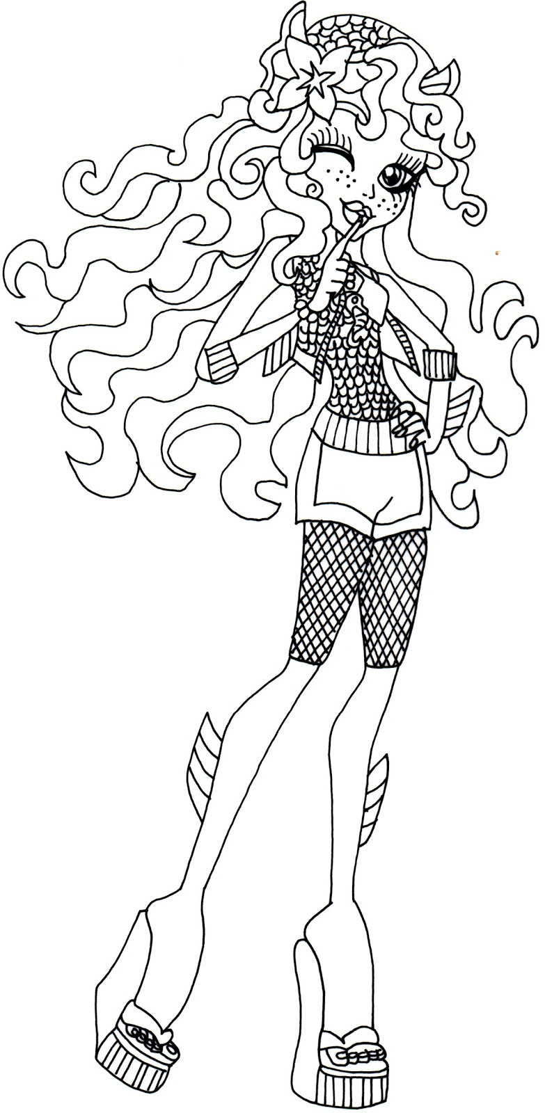 Free printable monster high coloring page for Lagoona Blue secret creepers