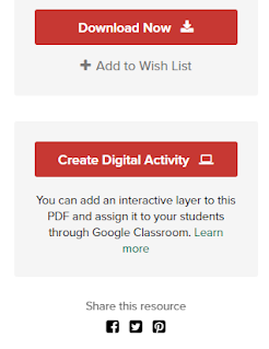 Red buttons on TPT to downloald & to create digital activity