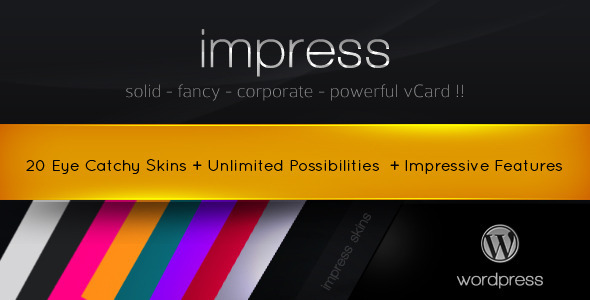 Impress Vcard Wordpress Version - 20 Skins - Personal Blog / Magazine