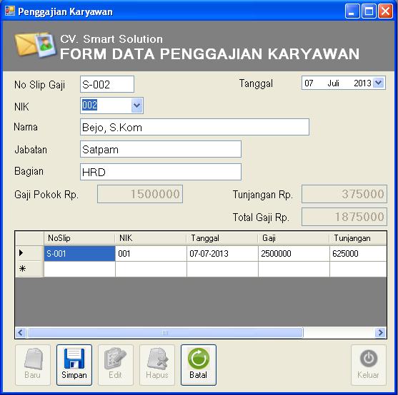Program VB Net Untuk FORM PENGGAJIAN KARYAWAN (Sistem ...