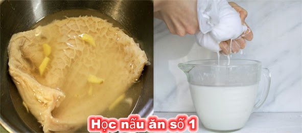 Làm sạch bao tử bò và vắt nước cốt dừa