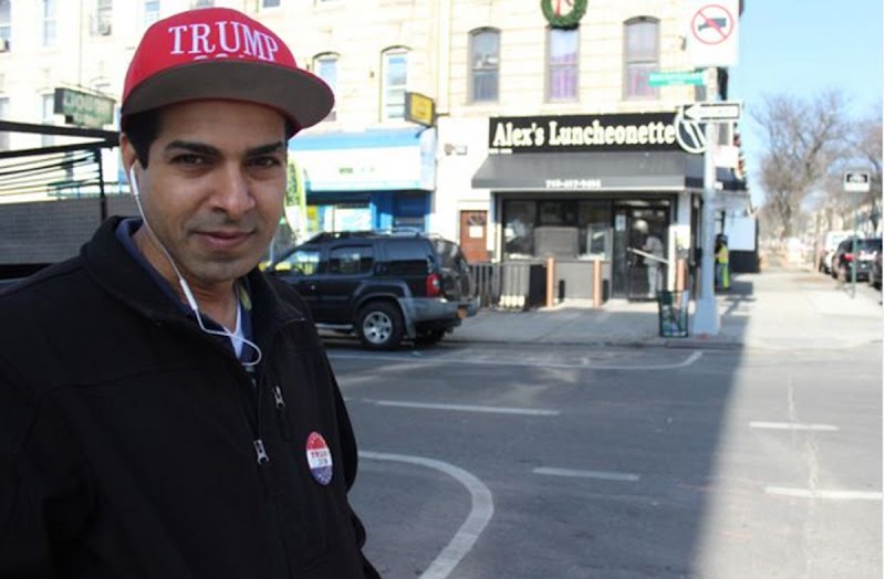 Repartidor dominicano de comida promueve a Trump en calles de Brooklyn  y aboga por reelección 