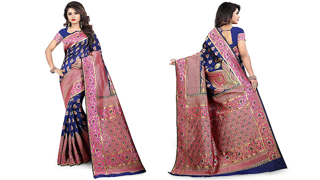 Jay Fashion women's emblished banarasi kanjivaram silk saree with blouse