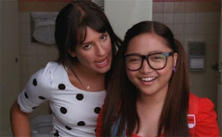 Lea Michele as Rachel, Charice as Sunshine Corazon on Glee