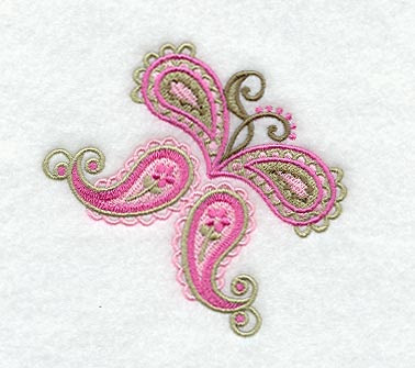 Mango embroidery design with butterfly shape