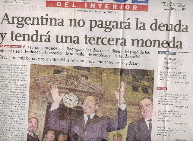 2001, Crisis del 2001, Diario La Voz del Interior (2001)