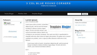 3 Col Blue Round Corners Blogger Template