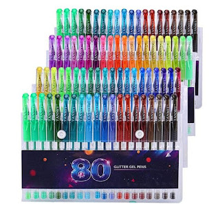 Glitter Gel Pens Set, 80 Unique Colors Gel Markers Pen for Adult Coloring Book, Doodling, Crafting, Scrapbooking, DIY Greeting Cards, Drawing Painting Art Project