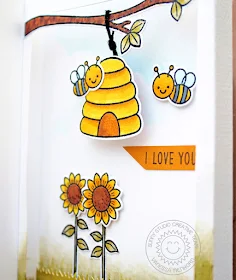 Sunny Studio Stamps: Just Bee-cause Fluffy Clouds Frilly Frame Dies Fancy Frame Dies Love You Card by Vanessa Menhorn