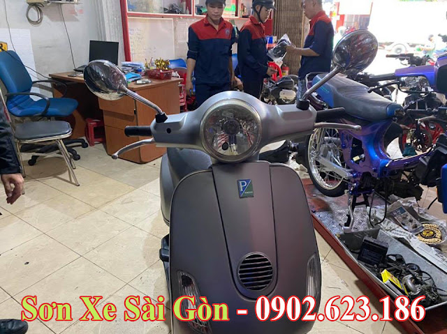 Mẫu sơn xe Vespa LX màu ghi bạc cực đẹp