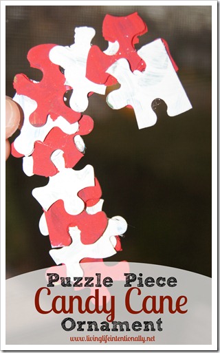 puzzle piece candy cane ornament