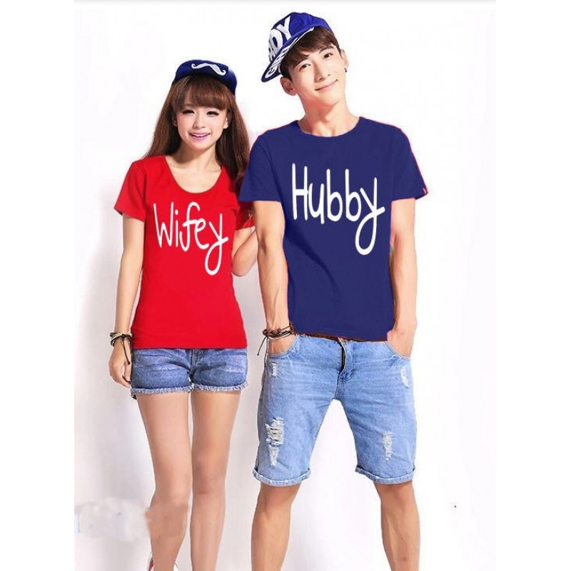  Baju  Kaos  Couple  Model Keren Gambar  Wifey Hubby CP03