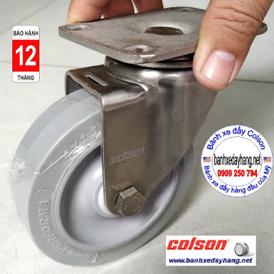 Bánh xe cao su xoay càng inox 304 Colson chịu lực 136kg| 2-4456-444 www.banhxeday.xyz