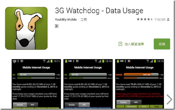 3G4G行動網路流量監測3G Watchdog 3G看門狗APP功能失效嗎