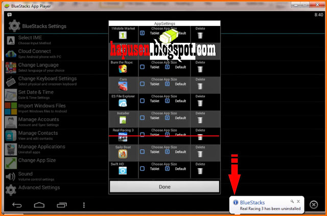 Cara menghapus aplikasi game di bluestacks