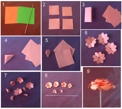 Hiasan Bunga  Mawar dari  Kertas  Origami  dan Cara  Membuatnya