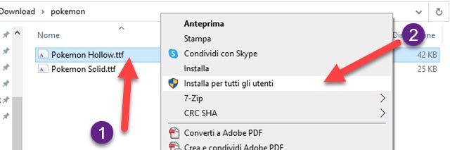 installazione di nuovi font su windows